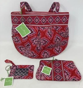 Vera Bradley Frankley Scarlet Lot: Morgan Tote, Clutch Wallet + ID Holder NWT - Picture 1 of 13