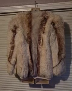 Abrigo Chaqueta Piel Cordero Crema L Peludo Bohemio De Colección - Imagen 1 de 12
