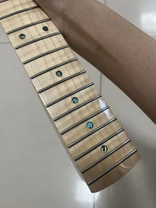 AAAA Left hand 22frets Gloss reverse headstock Flame Maple Electric guitar Neck - Picture 1 of 11