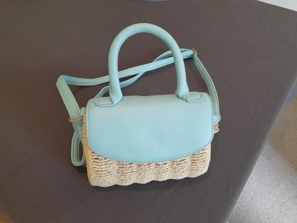 Primark Blue  Straw Handbag Never Worn. - Image 1 of 4