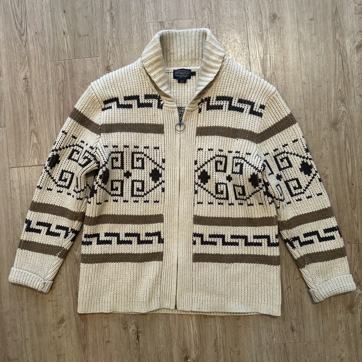 トップス 70s PENDLETON USA woolcardigan nep ivory Pendleton Woolen Mills Pendleton Woolen Mills Cardigan