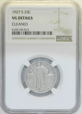 1927 S SLQ Standing Liberty Quarter NGC VG Details [cleaned] [C] - Image 1 of 4