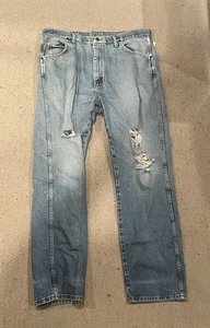Jeans Wrangler De Colección Para Hombres 38x32 Azul Claro Vaquero Bootcut Denim Trabajo Occidental EE. UU. - Imagen 1 de 7