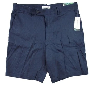 Cubavera Herren Leinenmischung Shorts 36 Flat Front Zip Fly Stretch Freizeit blau NEU - Bild 1 von 5