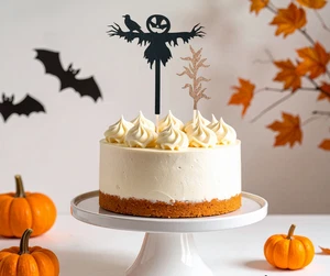 Glitzer SCHEUCHE mit KÜRBISKOPF Halloween Kuchen Topper 6" hoch - Bild 1 von 3