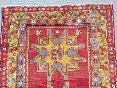 罕见红色古董地毯 5x8,高加索地毯,赫里兹地毯 5x8 复古,东方地毯 — 第 1/4 张图片