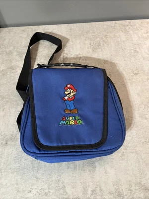 Blue Super Mario Bros Storage Shoulder Strap Zipper Bag Case Nintendo - Image 1 of 4