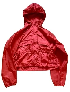 PRADA Jacket Med Windbreaker Hooded Red Zip Snap Short Jacket Packable - Picture 1 of 5