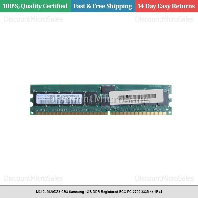 M312L2920DZ3-CB3 Samsung 1GB DDR Registered ECC PC-2700 333Mhz 1Rx4 - Image 1 of 1