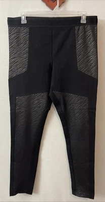 ¡Pantalones Ponte Tribal Mujer XL Negros Estampado Animal Cintura Elástica Elásticos! A3019 Foto 1 de 4