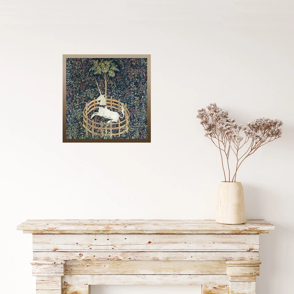 Impresión de azulejo arte lienzo imagen antigua unicornio en cautiverio 8x8 Foto 1 de 1