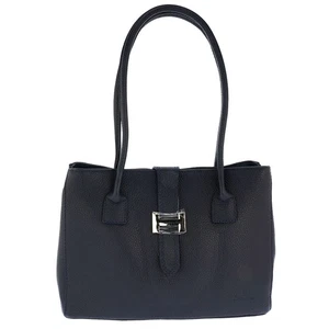 Bolso de hombro italiano de cuero genuino Fioretta para mujer azul marino - Imagen 1 de 7