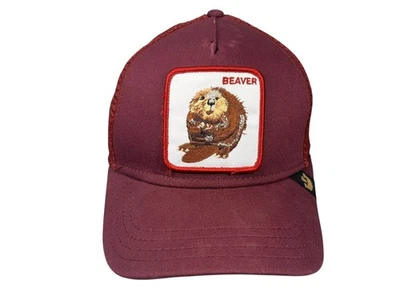 GOORIN BROS Malla Roja PARCHE DE CASTOR SOMBRERO DE CAMIONERO Animal Granja Béisbol Snapback Caminata Foto 1 de 4