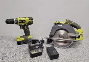 Ryobi 2-Tool Combo Kit, Cordless Li-Ion 18V Max Drill & Circular Saw Set - Picture 1 of 13