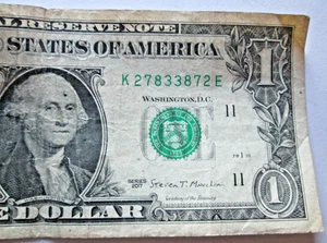 2017 1 $ FRN K-BLOCK DALLAS, TX. "RADAR" K27833872E, sehr guter Zustand, zirkuliert - Bild 1 von 3