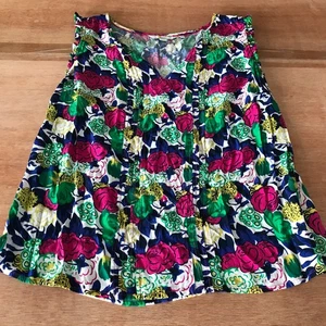 Boden Clara Tank Top Women 10 Green Floral Sleeveless V Neck Hippie Boho - Picture 1 of 11