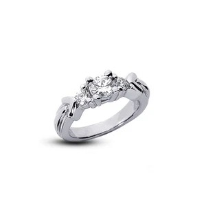 0.93ct G-SI1 Round Natural Certified Diamonds 18k  Vintage Style 3-Stone Ring - Picture 1 of 5
