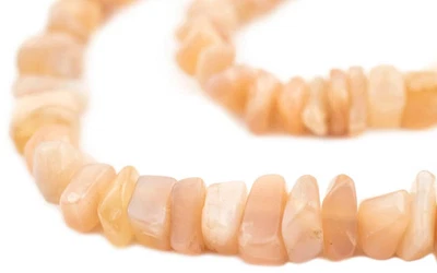 Peach Moonstone Chip Beads 7-15mm Orange Chips Gemstone 18” - Image 1 of 4