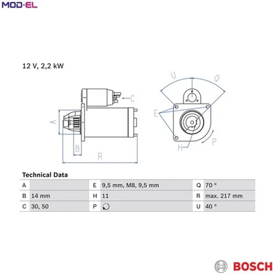 STARTER 0 986 023 580 FOR SUZUKI SX4/CLASSIC/MONOCAB PEUGEOT PARTNER/Box/TEPEE - Image 1 of 4