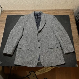 Vintage 1960s Harris Tweed Sport Coat 44 Full Canvas Brown Blazer Jacket Bone - Picture 1 of 13