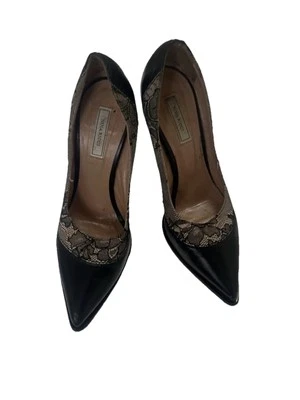 Женские туфли-лодочки Nina Ricci 8 на розовом и черном кружевном каблуке на платформе - Изображение 1 из 4