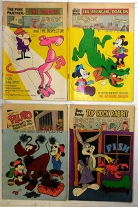 Lote de 4 cubiertas rasgadas #Bugs 136, escaparate 4, Mickey 131, Panther 2 1971 Dell Comics - Imagen 1 de 1