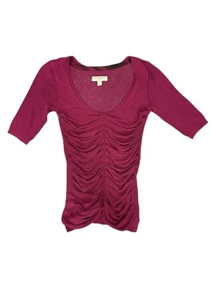 Blusa/Suéter Para Mujer Y2K Burberry Borgoña Cuello en V Acanalado Longline PEQUEÑO Foto 1 de 4