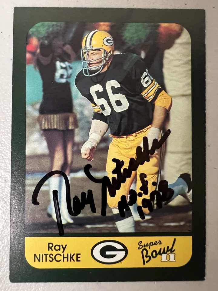 RAY NITSCHKE Signed 1991 Champion Super Bowl II Anniversary Card #43 GB PACKERS - Image 1 of 3