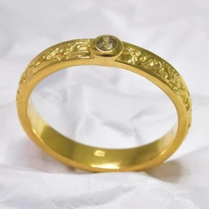 Diamond Ring size 9 Genuine Natural 0.08ct Gold Vermeil Sterling Silver 3.41 g - Picture 1 of 9