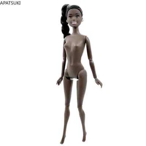 Schwarz Lang Pferdeschwanz Kopf + Schokolade Nackt Puppe Körper für 1/6 Puppen - Bild 1 von 4