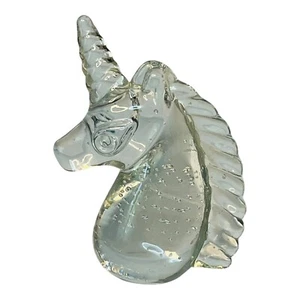 Einhorn Glas kontrollierte Blasen Briefbeschwerer oder Dekoration 5" hoch - Bild 1 von 5