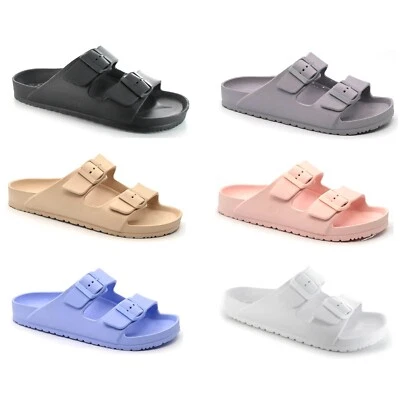 Ella Womens Ladies Shells Buckle Lightweight Slip On Sandals Flip Flops Sliders