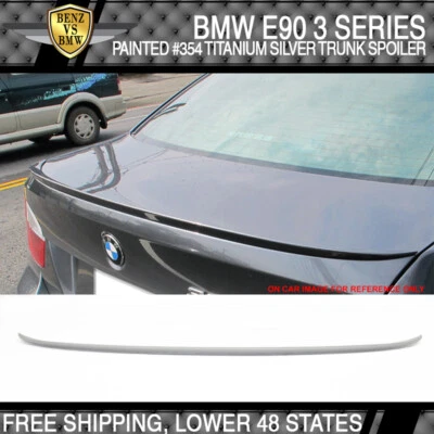 Fits 06-11 BMW 3 Series E90 M3 Style Trunk Spoiler Painted #354 Titanium Silver - Изображение 1 из 3