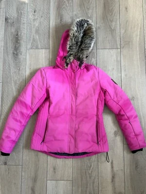 Women's 12 Obermeyer Tuscany Insulated Jacket Pink Faux Fur Trim Hood PLS READ! - Image 1 of 4