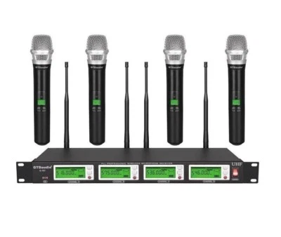 GTD  4x800 Channel UHF Diversity Wireless Handheld Microphone Mic System 787H - Image 1 of 4