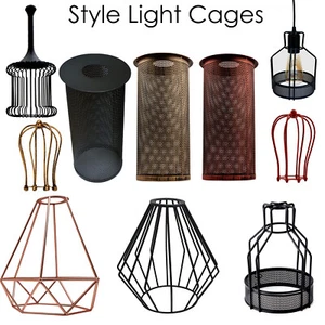 Vintage Light Shades Geometric Metal Lamp Shades E27/B22 Bulb Wire Cage - Picture 1 of 135