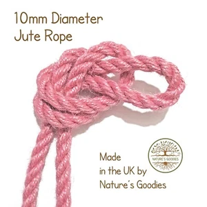 Hellrosa Farbe 1m x 10mm dickes farbiges Juteseil für Kunsthandwerk Seilarbeiten - Bild 1 von 7