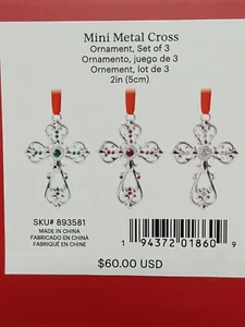 Lenox Mini Metal Cross ornament, set of 3 - Picture 1 of 8