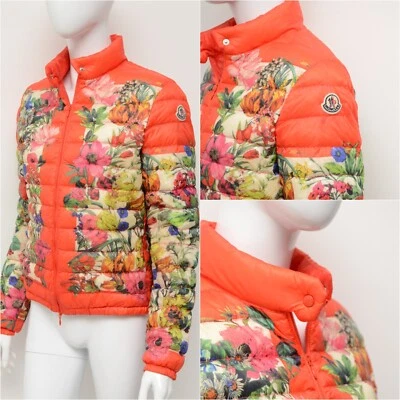 Подлинный женщин Moncler Алисия выстеганная вниз пуховик куртка цветочный размер 2 ~ S-M - Изображение 1 из 4