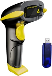 Wireless Barcode Scanner 328 Feet Transmission Distance USB Cordless 1D Laser Au - Picture 1 of 12