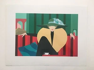 AMLETO DALLA COSTA,'STRIPED SOFA' RARE AUTHENTIC 1980's GLOSS LITHOGRAPHIC PRINT - Picture 1 of 9