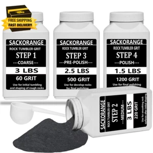 10 LBS Large Weight 4 Step Rock Tumbler Grit Kit, Tumbling Media Refill Coarse/M - Picture 1 of 6