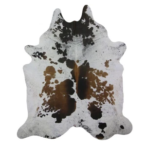 Luxury Genuine Cow Hide Fur Rug Brown & White Reddish 100% Natural UK - Picture 1 of 1