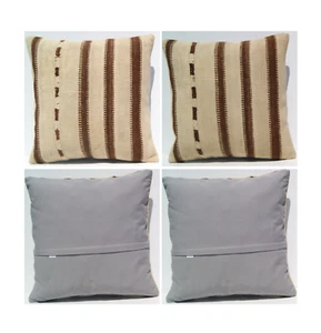 natural color Turkish handmade two kilim pillow covers room art decor 20"X20" - Picture 1 of 7