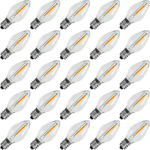 25Pack C7 LED Christmas Light Bulb, E12 Base Waterproof LED Bulbs for String ... - Picture 1 of 11