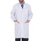 Men Long Sleeve White Scrubs Lab Coat  Doctor Nurse Uniform