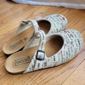 Siesta I Love you Felt Wool Clogs Unique Mary Jane Mule Women's size 5.5 - Foto 1 di 10