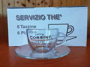 Set 6 Tazzine con Piattini Da Thè - Caffè Corsini - Vetro Paini - Foto 1 di 1
