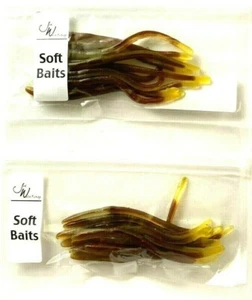 2 PACKS Jed Welsh 4.5" Straight Earthworm Brown Vein Red Glitter Amber Tail 10ct - Picture 1 of 11