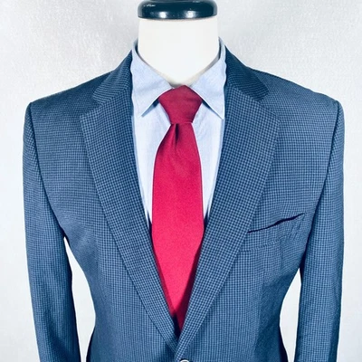 Chaqueta Abrigo Deportivo Hugo Boss Blazer Para Hombre 38R Azul Mezcla Lana Guinga Cuadros Foto 1 de 4